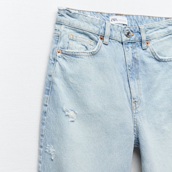 NEW ZARA RIPPED MOM FIT JEANS 4 - Picture 7 of 7